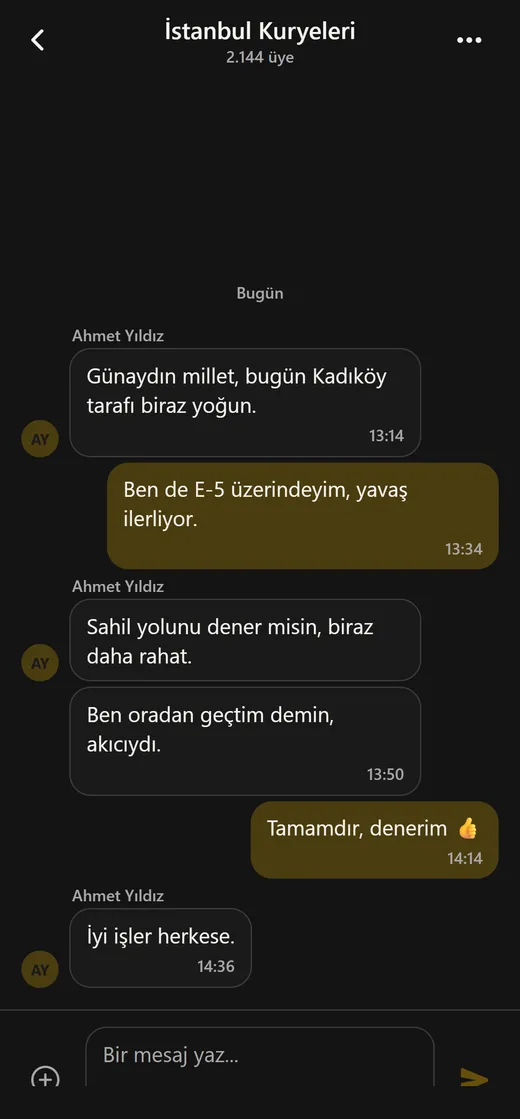 Kurio topluluk sohbeti ekranı