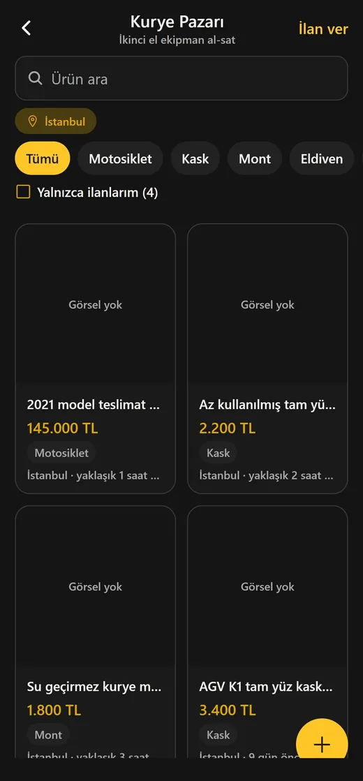 Kurio pazar ekranı